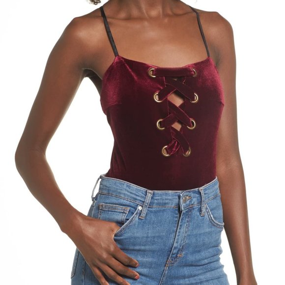 LUSH Lace Up Bodysuit Cami New - Picture 2 of 7